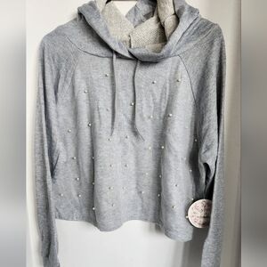 NWT Gypsies & Moondust Cropped Beaded Hoodie Juniors Size Large